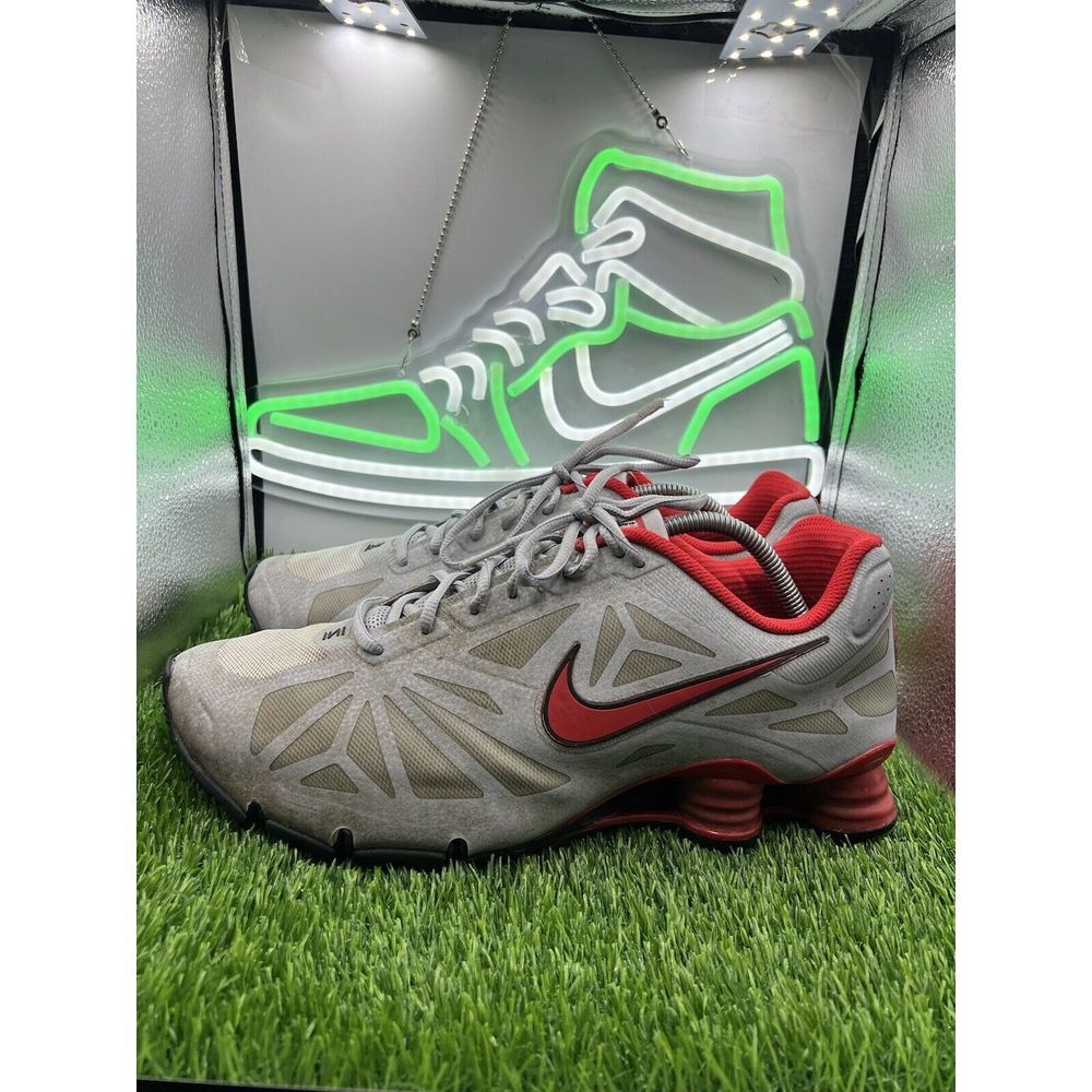 Nike Shox Turbo 14 Wolf Grey/Red Running Shoes‎ 631760-003 Mens Size 12